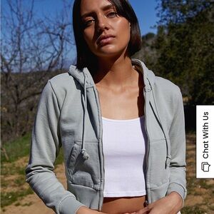 John Galt Pale Green Crystal Hoodie Zip Up ONE SIZE